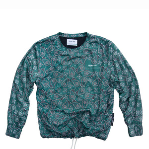 Paisley Crewneck YOUNG WAR Luxury Fashion Top Green with drawstrings Front View