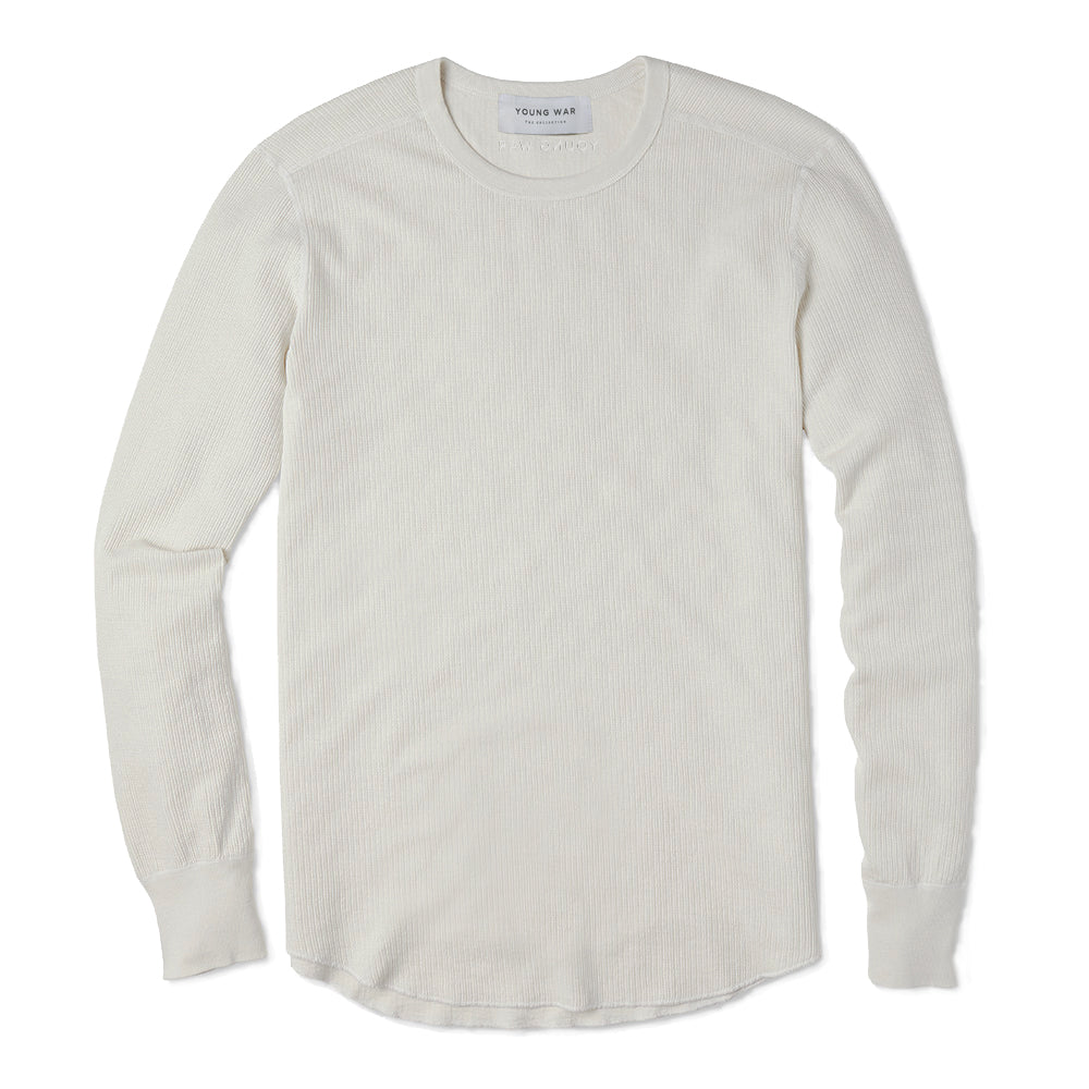 Mens designer fashion crewneck thermal top t-shirt off white colour