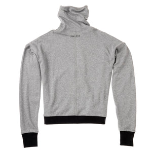 Black turtle neck luxury fashion Cotton sweatshirt from view back grey
